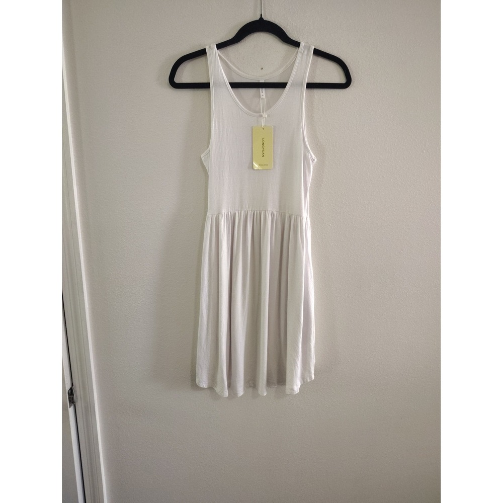 Longyuan White‎ Sleeveless Tank Dress Racerback Empire Waist Mini XS NWT